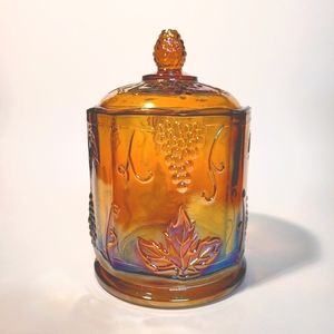 Vintage Indiana Glass Co. Carnival Glass Harvest Canister